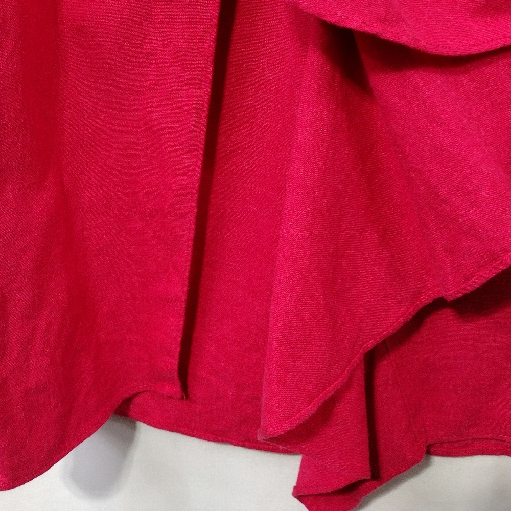 Zara Cerise Linen Ruffle Front Pencil Skirt Women's  S Pink Office Career Casual - Picture 6 of 10